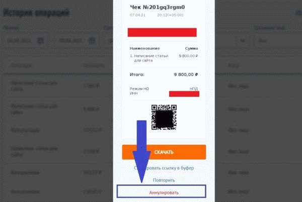 Как аннулировать чек самозанятому в лк НПД фото