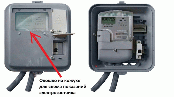 Пример окошка для съема показаний на кожухе электросчетчика