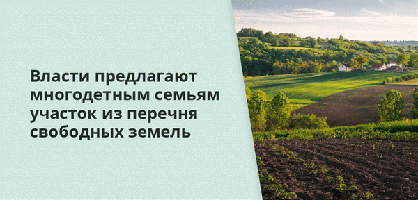 Местные власти предлагают многодетным семьям участок из перечня свободных земель