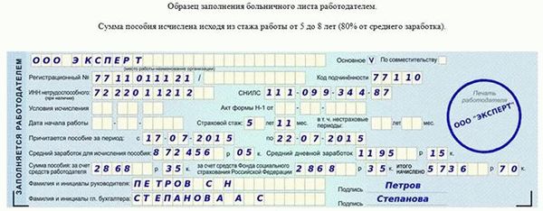 Пример расчета оплаты труда на основе листка нетрудоспособности