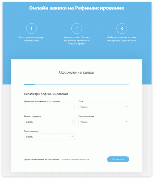Онлайн заявка на рефинансирование